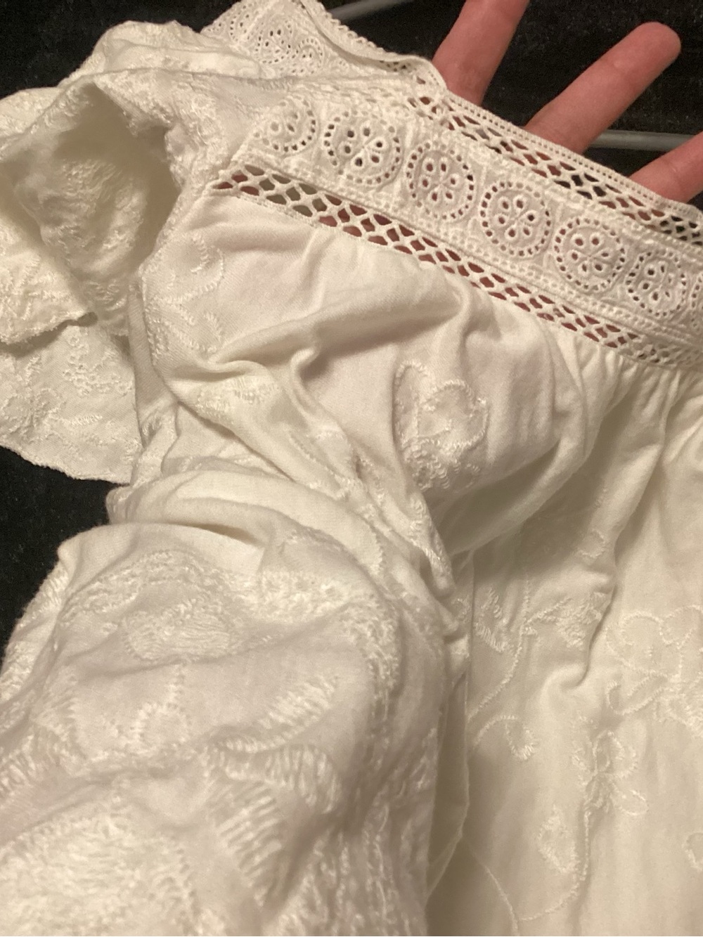 Lucky Brand Off White Embroidered Square-Neck Peasant Top - Picture 7 of 11